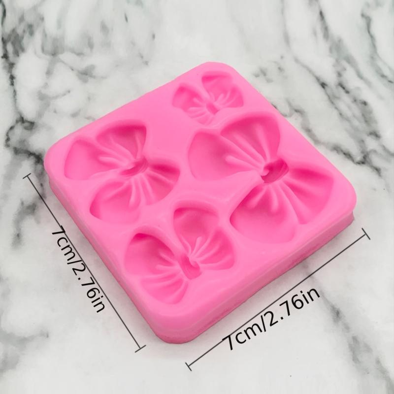 Silicone Mold with Chocolate Fondant and 4 Small Bows for Cake Decorating