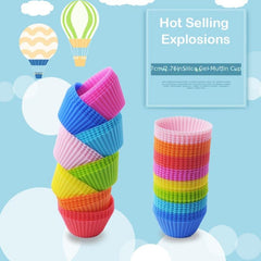 20pcs Silicone Muffin Cups Reusable Cake Molds Round Muffin Cupcake Baking Molds