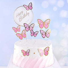 10pcs Golden Butterfly Cake Decorations Acrylic Cake Topper