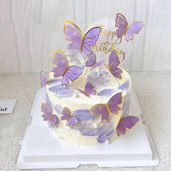 10pcs Golden Butterfly Cake Decorations Acrylic Cake Topper
