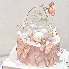 10pcs Golden Butterfly Cake Decorations Acrylic Cake Topper