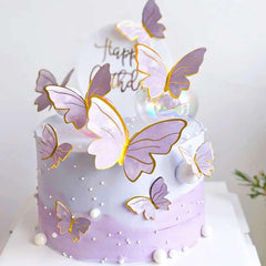 10pcs Golden Butterfly Cake Decorations Acrylic Cake Topper