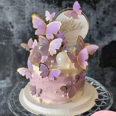 10pcs Golden Butterfly Cake Decorations Acrylic Cake Topper