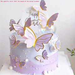 10pcs Golden Butterfly Cake Decorations Acrylic Cake Topper