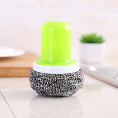 Stainless Steel Dishwashing Brush with Handle for Easy Kitchen Cleaning