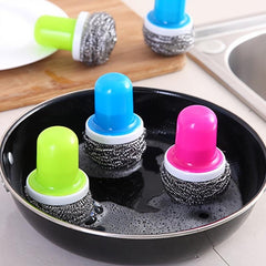 Stainless Steel Dishwashing Brush with Handle for Easy Kitchen Cleaning