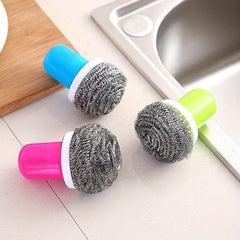 Stainless Steel Dishwashing Brush with Handle for Easy Kitchen Cleaning