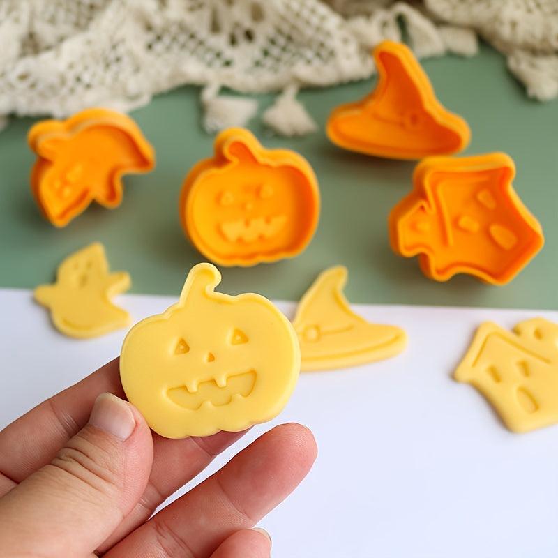 4pcs Halloween Cookie Plunger Cutters - Pumpkin Witch Hat Ghost