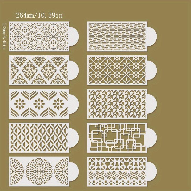 10pcs Cake Decorating Stencil Mold Cookie Fondant Spray Molds 26x11cm