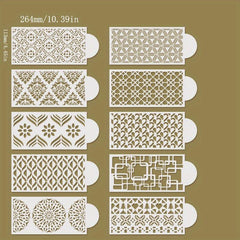 10pcs Cake Decorating Stencil Mold Cookie Fondant Spray Molds 26x11cm