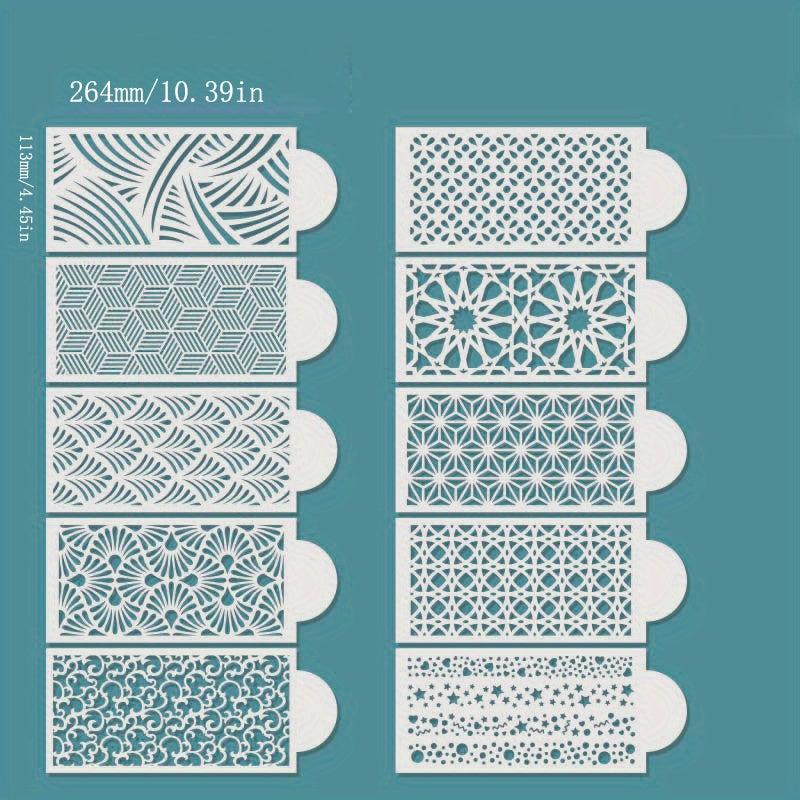 10pcs Cake Decorating Stencil Mold Cookie Fondant Spray Molds 26x11cm