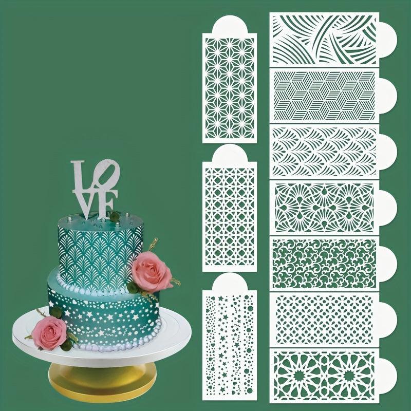 10pcs Cake Decorating Stencil Mold Cookie Fondant Spray Molds 26x11cm