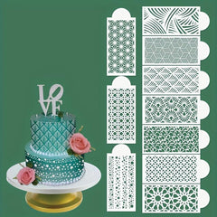 10pcs Cake Decorating Stencil Mold Cookie Fondant Spray Molds 26x11cm