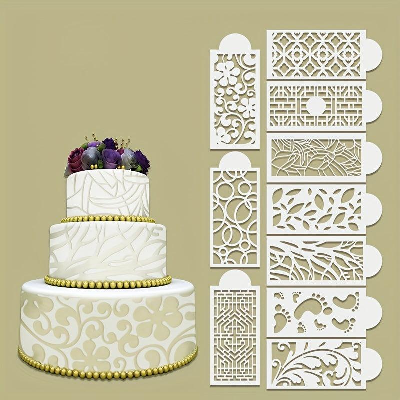 10pcs Cake Decorating Stencil Mold Cookie Fondant Spray Molds 26x11cm