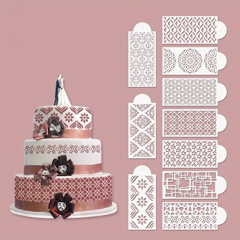 10pcs Cake Decorating Stencil Mold Cookie Fondant Spray Molds 26x11cm