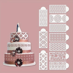 10pcs Cake Decorating Stencil Mold Cookie Fondant Spray Molds 26x11cm