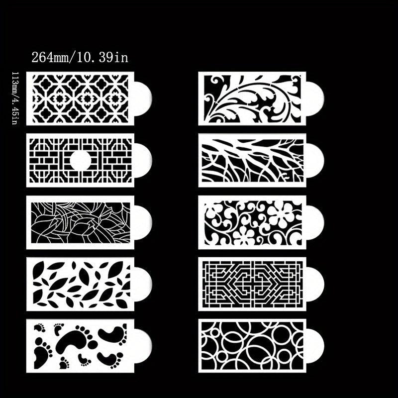 10pcs Cake Decorating Stencil Mold Cookie Fondant Spray Molds 26x11cm