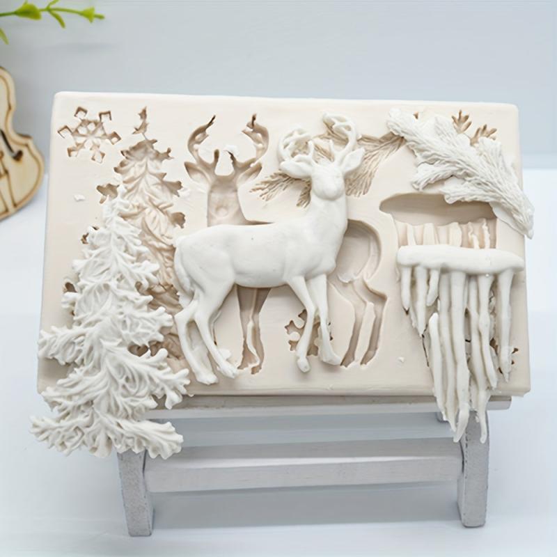 3D Deer Silicone Mold Winter Elk Candy Fondant Mold DIY Cake Decorating