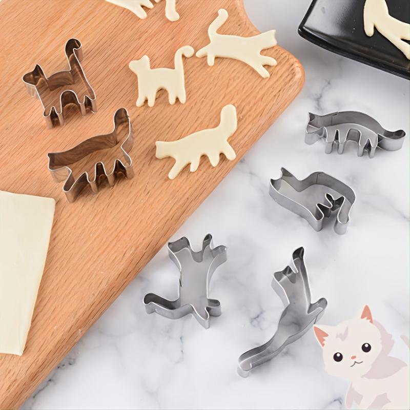 6 Stainless Steel Animal Cookie Cutters Kitten Moulds DIY Cartoon Cookie Moulds