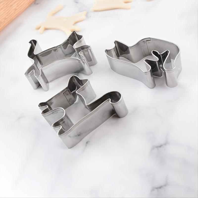 6 Stainless Steel Animal Cookie Cutters Kitten Moulds DIY Cartoon Cookie Moulds
