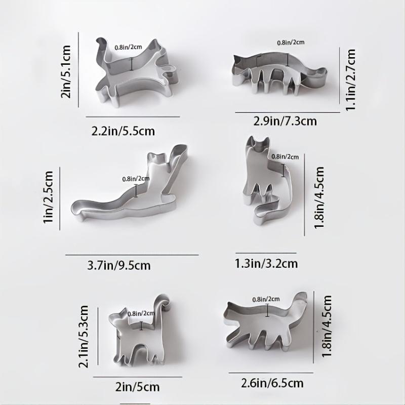6 Stainless Steel Animal Cookie Cutters Kitten Moulds DIY Cartoon Cookie Moulds