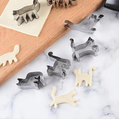 6 Stainless Steel Animal Cookie Cutters Kitten Moulds DIY Cartoon Cookie Moulds