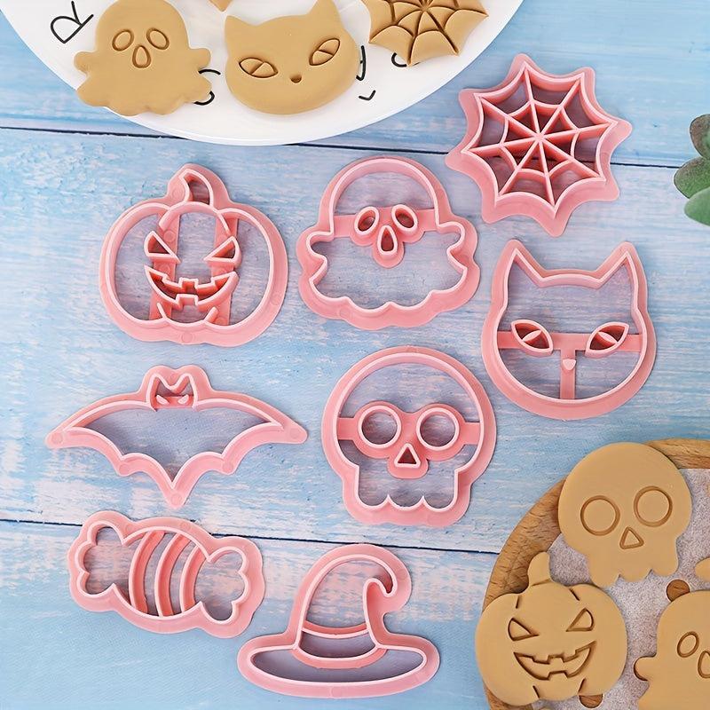 8pcs Halloween Cookie Cutters Cartoon Cookie Embossers