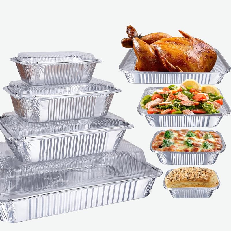 Disposable Aluminum Foil Pans with Lids for Cooking Baking Storing
