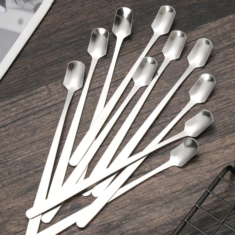 6Pcs Stainless Steel Long Handle Mixing Spoons Coffee Ice Tea Stirrers