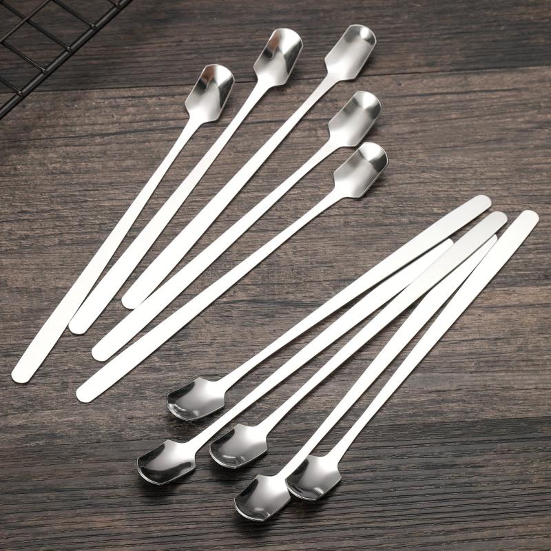6Pcs Stainless Steel Long Handle Mixing Spoons Coffee Ice Tea Stirrers