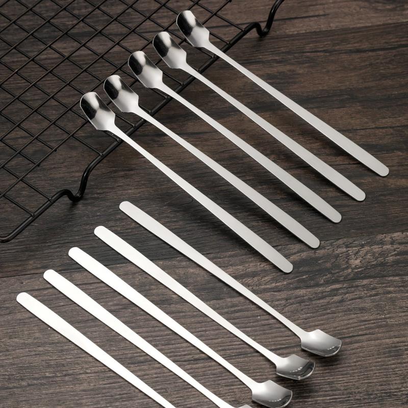 6Pcs Stainless Steel Long Handle Mixing Spoons Coffee Ice Tea Stirrers