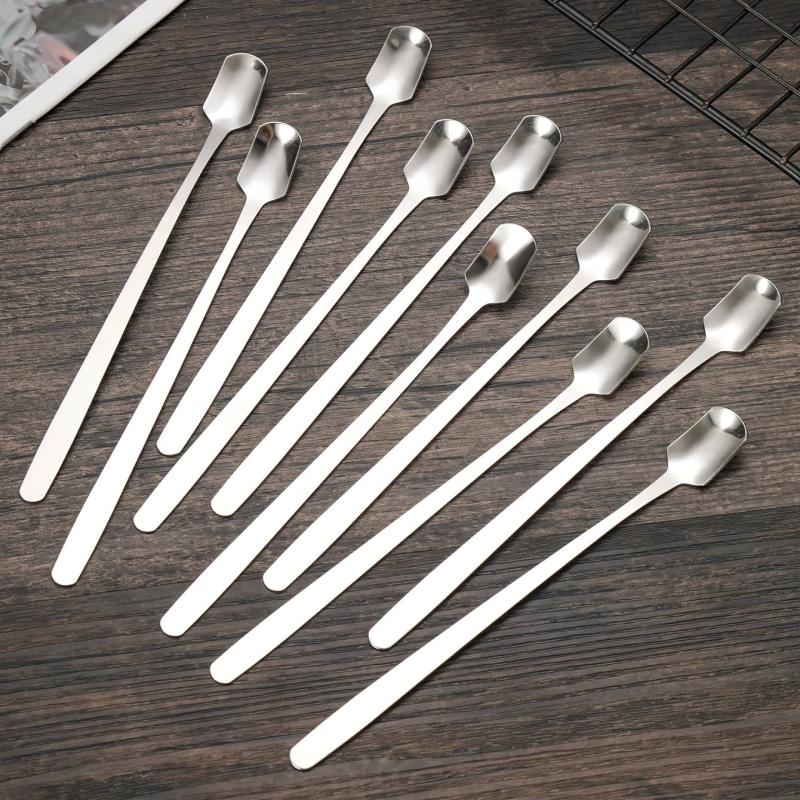 6Pcs Stainless Steel Long Handle Mixing Spoons Coffee Ice Tea Stirrers