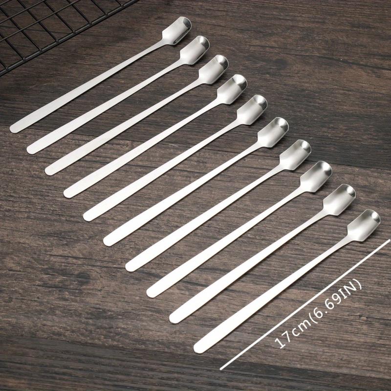 6Pcs Stainless Steel Long Handle Mixing Spoons Coffee Ice Tea Stirrers