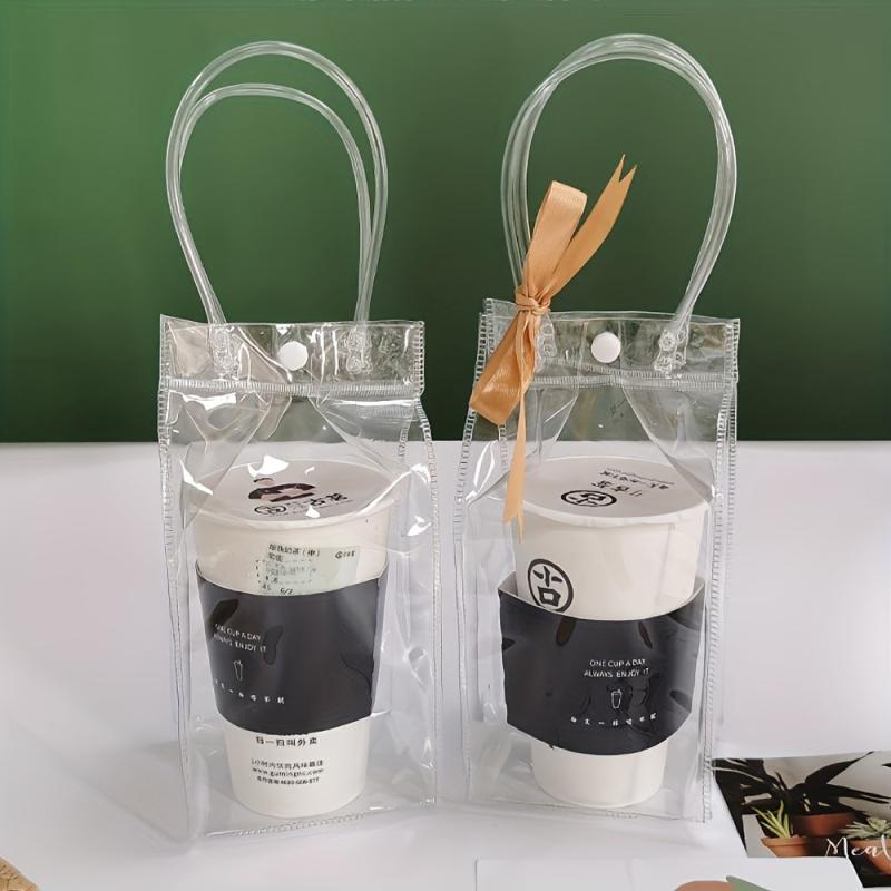 10pcs Clear Plastic Gift Bags Shopping Bags Take Out Bags for Parties
