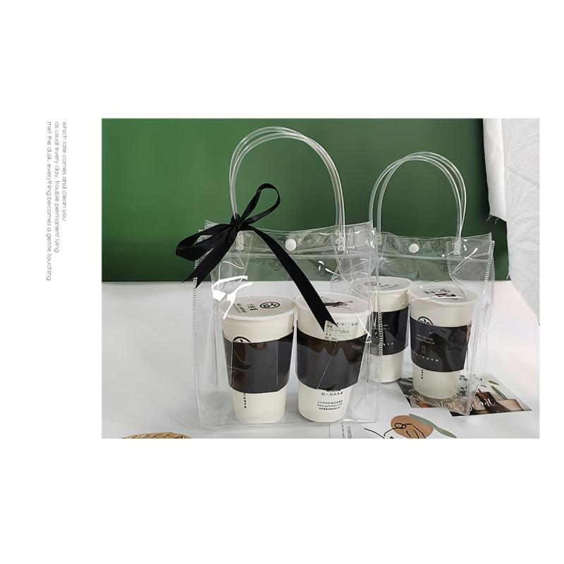 10pcs Clear Plastic Gift Bags Shopping Bags Take Out Bags for Parties