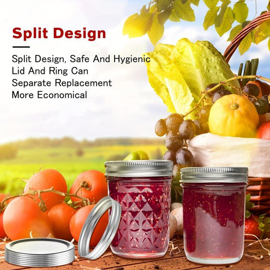 48pcs Wide Mouth Canning Lids & Rings Set Seal Leak Proof Regular Mason Jars