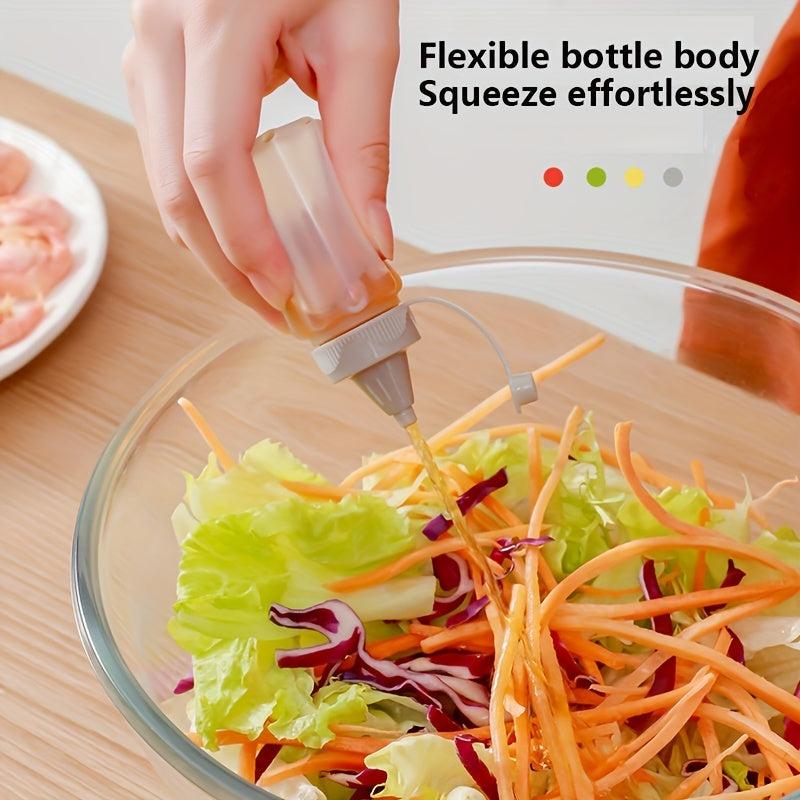 4 Squeeze Bottles with Caps Leak Proof Refillable Condiment Containers