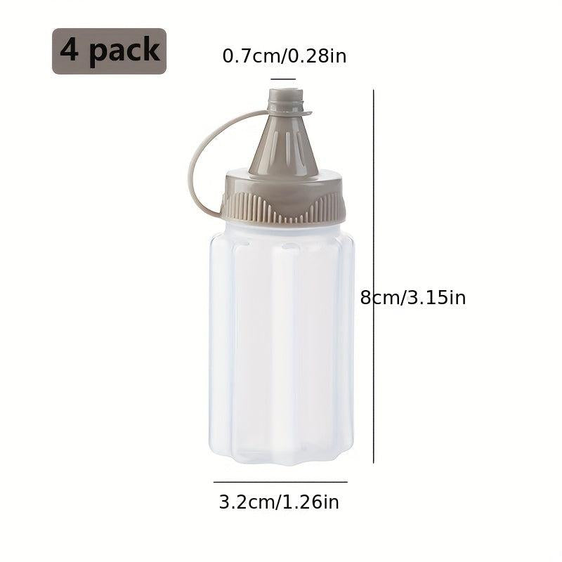 4 Squeeze Bottles with Caps Leak Proof Refillable Condiment Containers
