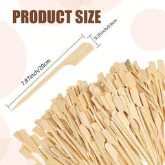 Bamboo Wooden Paddle Skewers 100 Pcs 7.87 Inches