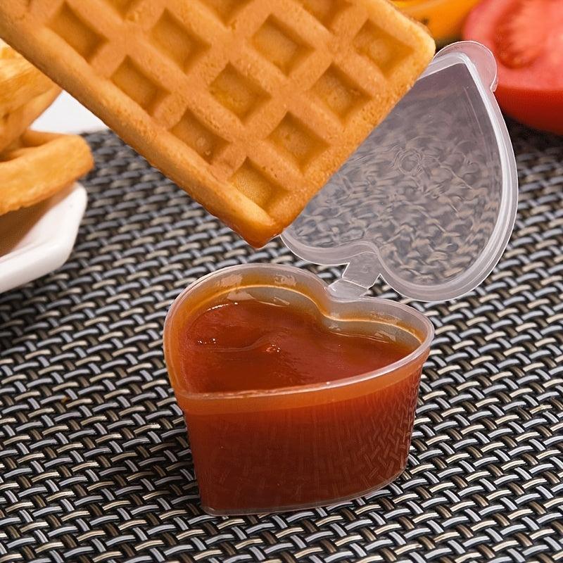 20pcs Heart Shaped Disposable Sauce Cups 45ml Takeaway Packaging