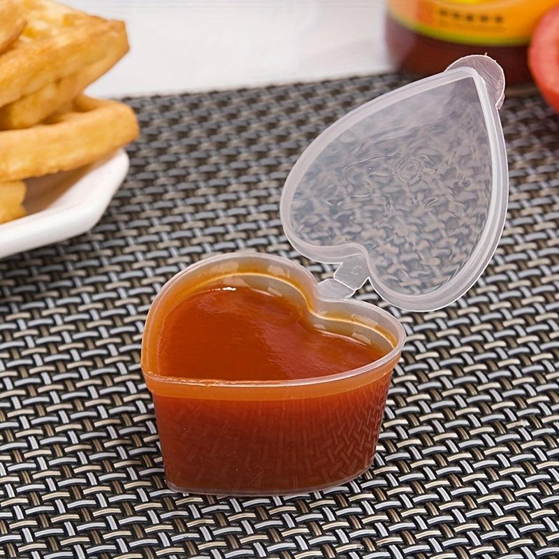 20pcs Heart Shaped Disposable Sauce Cups 45ml Takeaway Packaging