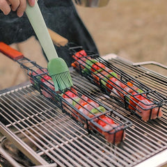 Stainless Steel BBQ Grilling Basket for Hot Dogs and Sausages