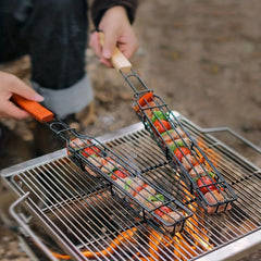 Stainless Steel BBQ Grilling Basket for Hot Dogs and Sausages