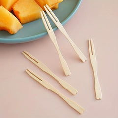 200 PCS Mini Bamboo Forks Cocktail Forks Small Forks Disposable Tiny Food Picks