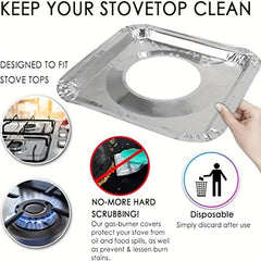 50pcs Aluminum Foil Gas Stove Lining Disposable Square Stove Bib Lining