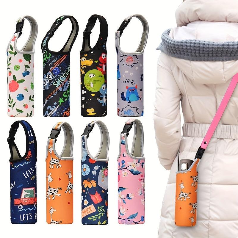 Water Bottle Carrier Holder Pouch Insulated Tote Sleeve Cartoon Pattern