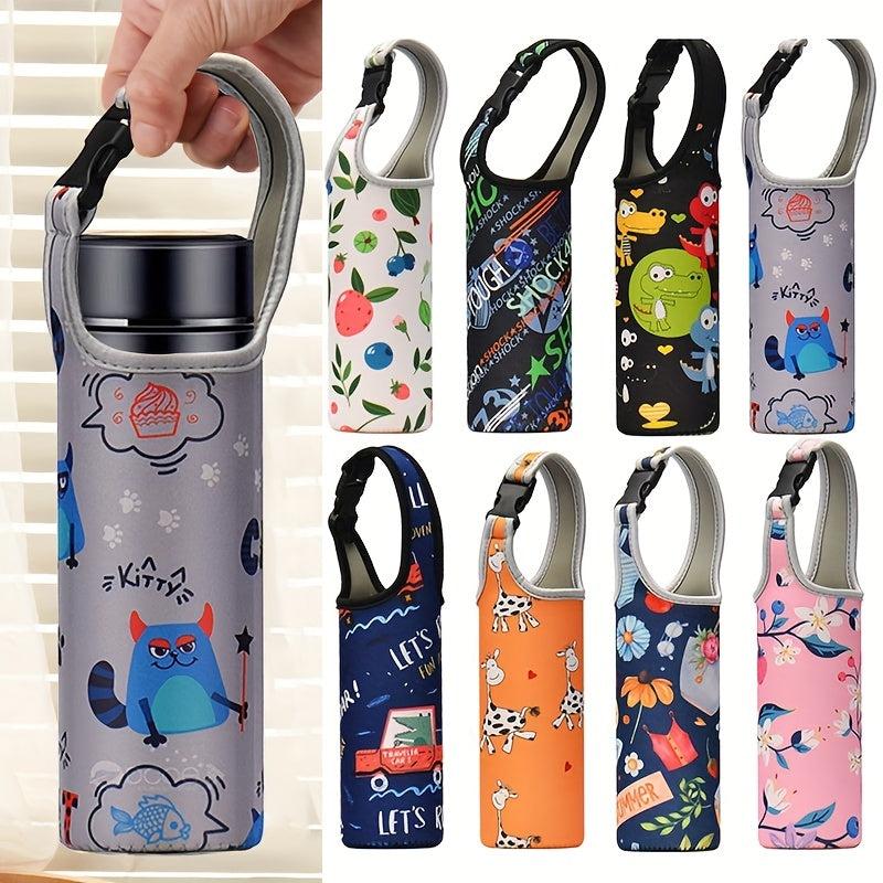 Water Bottle Carrier Holder Pouch Insulated Tote Sleeve Cartoon Pattern