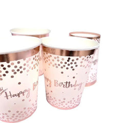 20pcs Rose Golden Birthday Party Tableware Set Girl Birthday Paper Tray Towel