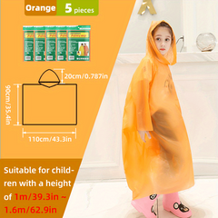 5pcs Disposable Raincoat Poncho Individually Wrapped Lightweight