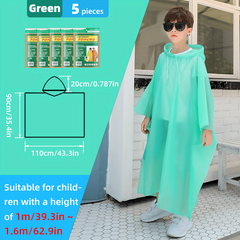 5pcs Disposable Raincoat Poncho Individually Wrapped Lightweight